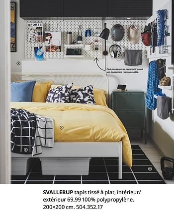 SVALLERUP Tapis tissé à plat, int/ext, noir, blanc - IKEA