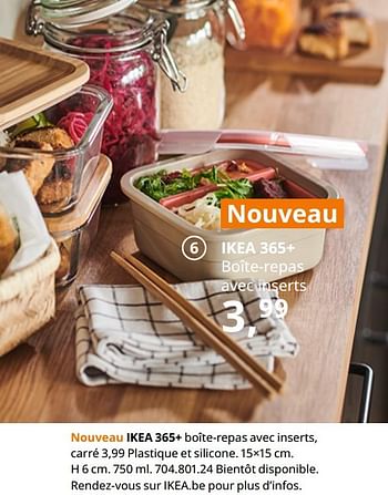 Promotions Ikea 365+ boîte-repas avec inserts, carré - Produit maison - Ikea - Valide de 20/08/2020 à 15/08/2021 chez Ikea