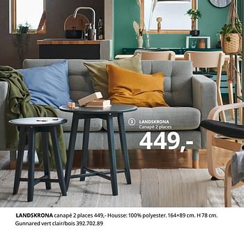 Promotions Landskrona canapé 2 places - Produit maison - Ikea - Valide de 20/08/2020 à 15/08/2021 chez Ikea