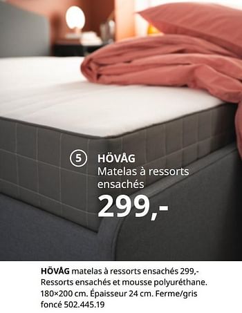 Promotions Hövåg matelas à ressorts ensachés - Produit maison - Ikea - Valide de 20/08/2020 à 15/08/2021 chez Ikea