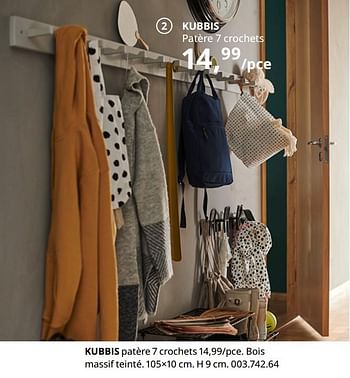 Promotions Kubbis patère 7 crochets - Produit maison - Ikea - Valide de 20/08/2020 à 15/08/2021 chez Ikea