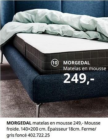 Promotions Morgedal matelas en mousse - Produit maison - Ikea - Valide de 20/08/2020 à 15/08/2021 chez Ikea