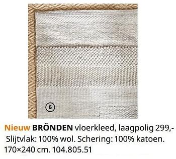 Promoties Brönden vloerkleed, laagpolig - Huismerk - Ikea - Geldig van 20/08/2020 tot 15/08/2021 bij Ikea