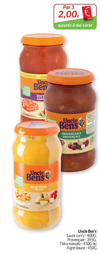 Riz au curry et légumes Uncle Ben's - Intermarché