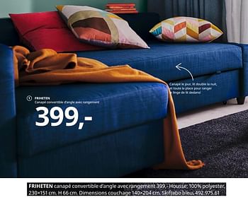 Promotions Friheten canapé convertible d`angle avec rangement - Produit maison - Ikea - Valide de 20/08/2020 à 15/08/2021 chez Ikea