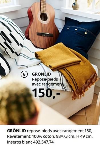 Promotions Grönlid repose-pieds avec rangement - Produit maison - Ikea - Valide de 20/08/2020 à 15/08/2021 chez Ikea