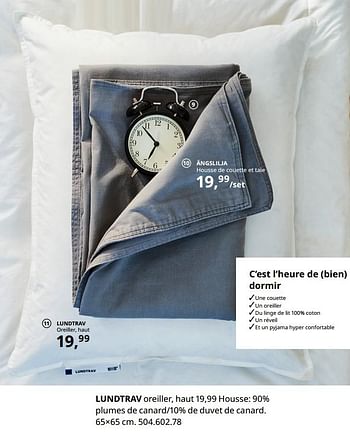Promotions Lundtrav oreiller, haut - Produit maison - Ikea - Valide de 20/08/2020 à 15/08/2021 chez Ikea