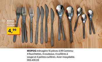 Promotions Mopsig ménagère 16 pièces - Produit maison - Ikea - Valide de 20/08/2020 à 15/08/2021 chez Ikea