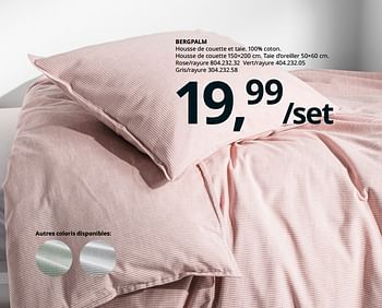 Promotions Bergpalm housse de couette et taie - Produit maison - Ikea - Valide de 20/08/2020 à 15/08/2021 chez Ikea