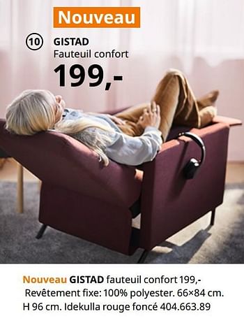 Promotions Gistad fauteuil confort - Produit maison - Ikea - Valide de 20/08/2020 à 15/08/2021 chez Ikea