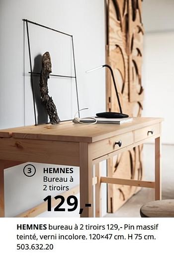 Promotions Hemnes bureau à 2 tiroirs - Produit maison - Ikea - Valide de 20/08/2020 à 15/08/2021 chez Ikea
