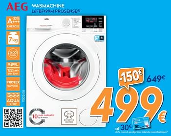 Promoties Aeg wasmachine l6fb7499m prosense - AEG - Geldig van 01/09/2020 tot 30/09/2020 bij Krefel