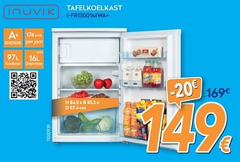 Promoties Inuvik tafelkoelkast i-fri3001mwa+ - Inuvik - Geldig van 01/09/2020 tot 30/09/2020 bij Krefel