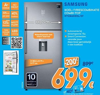 Promoties Samsung koel--vriescombinatie combi-top rt53k6510sl-ef - Samsung - Geldig van 01/09/2020 tot 30/09/2020 bij Krefel