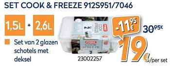 Promoties Set cook + freeze 912s951-7046 - Pyrex - Geldig van 01/09/2020 tot 30/09/2020 bij Krefel