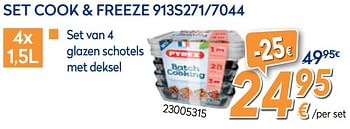 Promoties Set cook + freeze 913s271-7044 - Pyrex - Geldig van 01/09/2020 tot 30/09/2020 bij Krefel