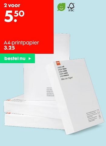 Promoties A4-printpapier - Huismerk - Hema - Geldig van 26/08/2020 tot 08/09/2020 bij Hema