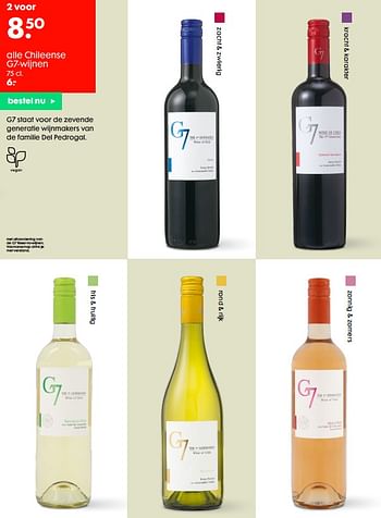 Promoties Chileense g7-wijnen - Rode wijnen - Geldig van 26/08/2020 tot 08/09/2020 bij Hema