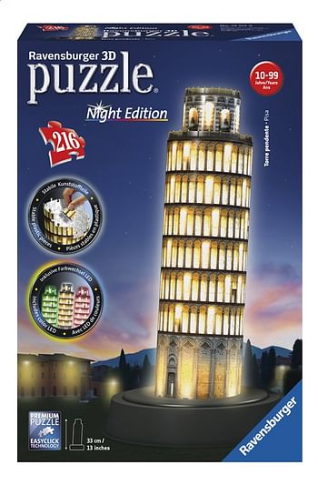 Promoties Ravensburger 3D puzzle Night Edition Toren van Pisa - Ravensburger - Geldig van 23/07/2020 tot 05/09/2020 bij Dreamland