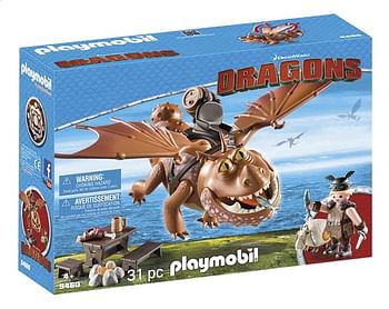 Promoties PLAYMOBIL Dragons 9460 Varek et Bouledogre - Playmobil - Geldig van 23/07/2020 tot 05/09/2020 bij Dreamland