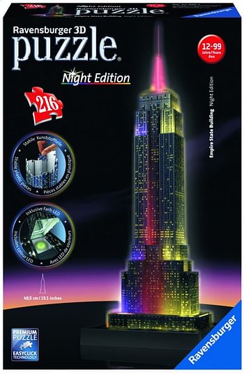 Promoties Ravensburger puzzle 3D Night Edition Empire State Building - Ravensburger - Geldig van 23/07/2020 tot 05/09/2020 bij Dreamland