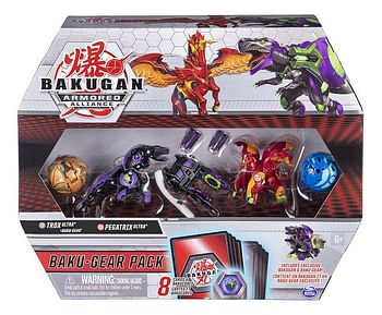 Promoties Bakugan Pack Baku-Gear 4 figurines - Trox & Pegatrix rouge - Spin Master - Geldig van 23/07/2020 tot 05/09/2020 bij Dreamland
