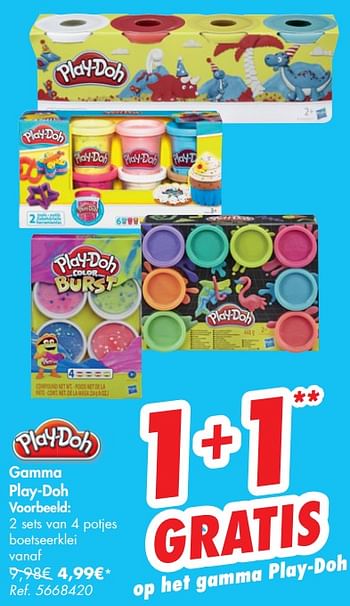 Promoties 2 sets van 4 potjes boetseerklei - Play-Doh - Geldig van 02/09/2020 tot 07/09/2020 bij Carrefour