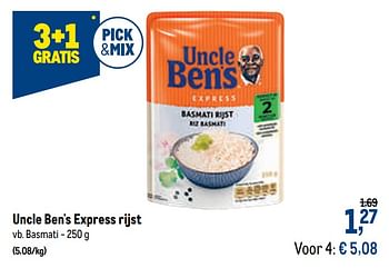 Promoties Uncle ben`s express rijst basmati - Uncle Ben's - Geldig van 09/09/2020 tot 22/09/2020 bij Makro