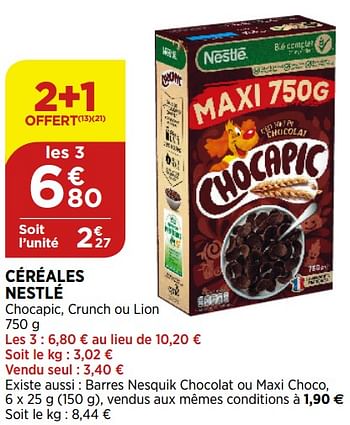 Promotions Céréales nestlé - Nestlé - Valide de 02/09/2020 à 07/09/2020 chez Bi1