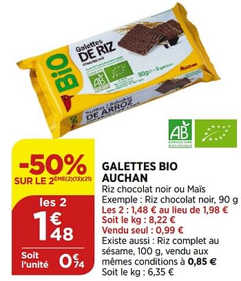 Promotions Galettes bio auchan - Auchan - Valide de 02/09/2020 à 07/09/2020 chez Bi1