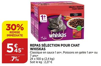 Promotions Repas sélection pour chat whiskas - Whiskas - Valide de 02/09/2020 à 07/09/2020 chez Bi1