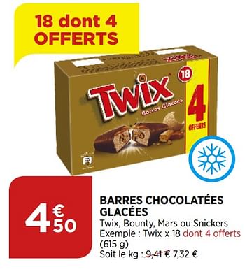 Promotions Barres chocolatées glacées - Twix - Valide de 02/09/2020 à 07/09/2020 chez Bi1