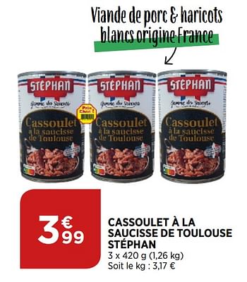 Promotions Cassoulet à la saucisse de toulouse stéphan - Stephan - Valide de 02/09/2020 à 07/09/2020 chez Bi1