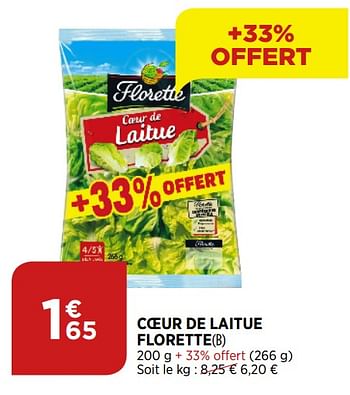 Promoties Coeur de laitue florette - Florette - Geldig van 02/09/2020 tot 07/09/2020 bij Bi1