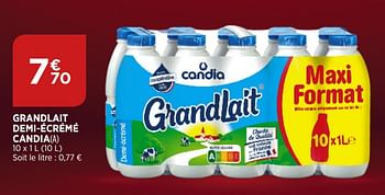 Promotions Grandlait demi-écrémé candia - CANDIA - Valide de 02/09/2020 à 07/09/2020 chez Bi1