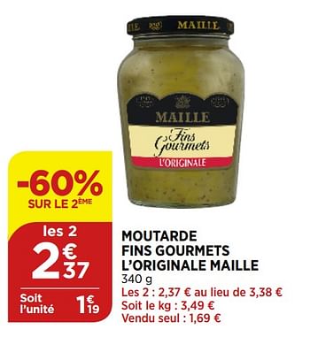 Promotions Moutarde fins gourmets l`originale maille - Maille - Valide de 02/09/2020 à 07/09/2020 chez Bi1