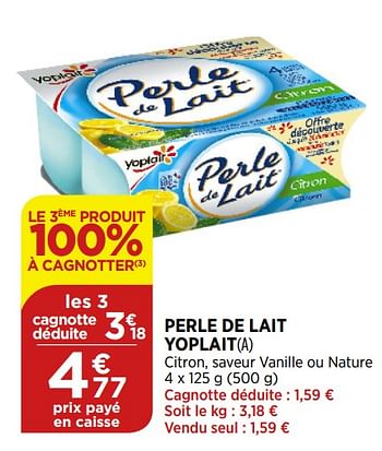 Promoties Perle de lait yoplait - Yoplait - Geldig van 02/09/2020 tot 07/09/2020 bij Bi1
