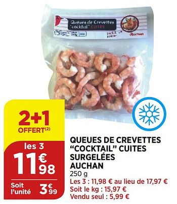 Promotions Queues de crevettes cocktail cuites surgelées auchan - Auchan - Valide de 02/09/2020 à 07/09/2020 chez Bi1