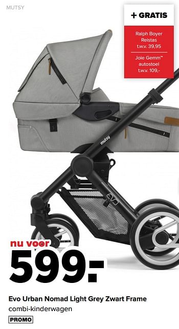 blad viool Vereniging Mutsy Evo urban nomad light grey zwart frame - Promotie bij Baby-Dump