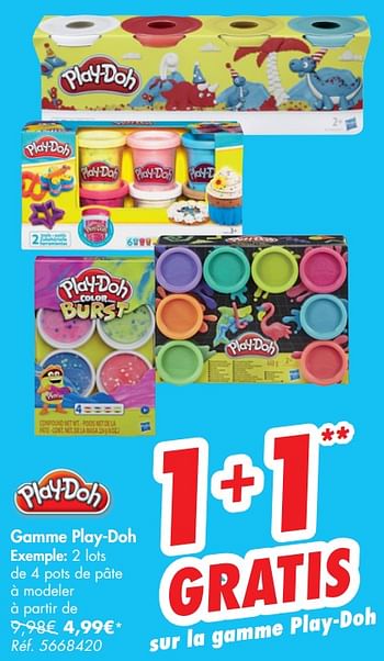 Promotions 2 lots de 4 pots de pâte à modeler - Play-Doh - Valide de 02/09/2020 à 07/09/2020 chez Carrefour