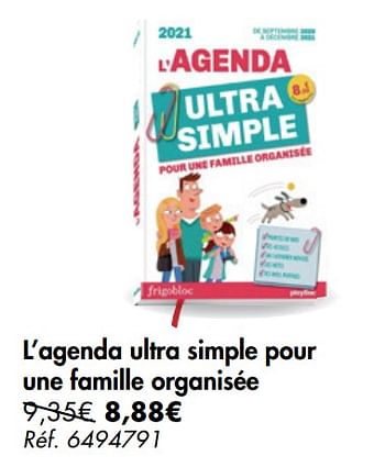 Promotions L`agenda ultra simple pour une famille organisée - Produit maison - Carrefour  - Valide de 02/09/2020 à 07/09/2020 chez Carrefour