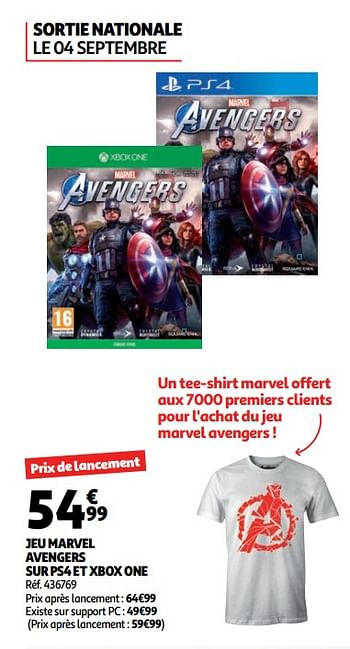 Promotions Jeu marvel avengers sur ps4 et xbox one - Square Enix - Valide de 02/09/2020 à 08/09/2020 chez Auchan Ronq