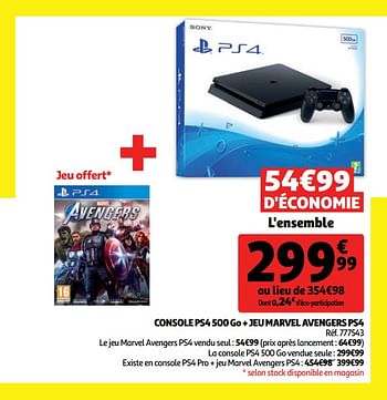 Promotions Sony console ps4 500 go + jeu marvel avengers ps4 - Sony - Valide de 02/09/2020 à 08/09/2020 chez Auchan Ronq