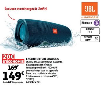 Promoties Enceinte bt jbl charge 4 - JBL - Geldig van 02/09/2020 tot 08/09/2020 bij Auchan