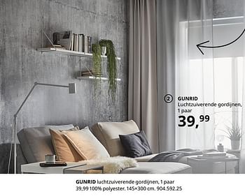 Promoties Gunrid luchtzuiverende gordijnen - Huismerk - Ikea - Geldig van 20/08/2020 tot 15/08/2021 bij Ikea
