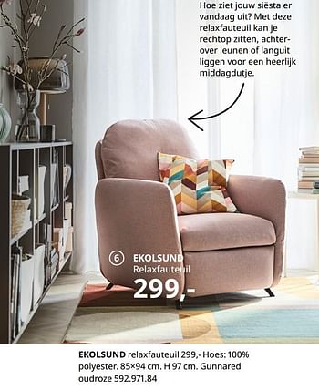 Promoties Ekolsund relaxfauteuil - Huismerk - Ikea - Geldig van 20/08/2020 tot 15/08/2021 bij Ikea