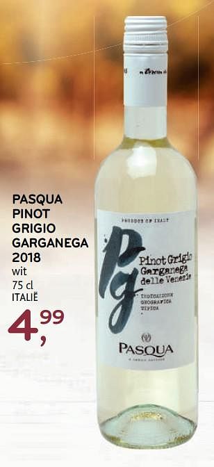 Promoties Pasqua pinot grigio garganega 2018 wit - Witte wijnen - Geldig van 09/09/2020 tot 22/09/2020 bij Alvo