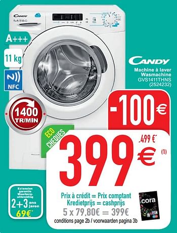 Promoties Candy machine à laver wasmachine gvs411thns - Candy - Geldig van 08/09/2020 tot 21/09/2020 bij Cora