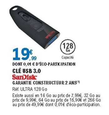 Promo CLE USB 256 GO chez E.Leclerc