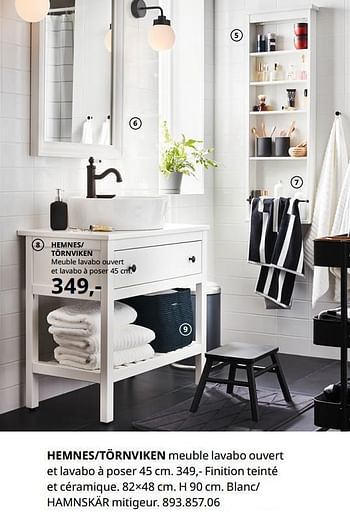 Promotions Hemnes-törnviken meuble lavabo ouvert et lavabo à poser - Produit maison - Ikea - Valide de 20/08/2020 à 15/08/2021 chez Ikea